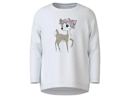 Name It bright white/flower deer top